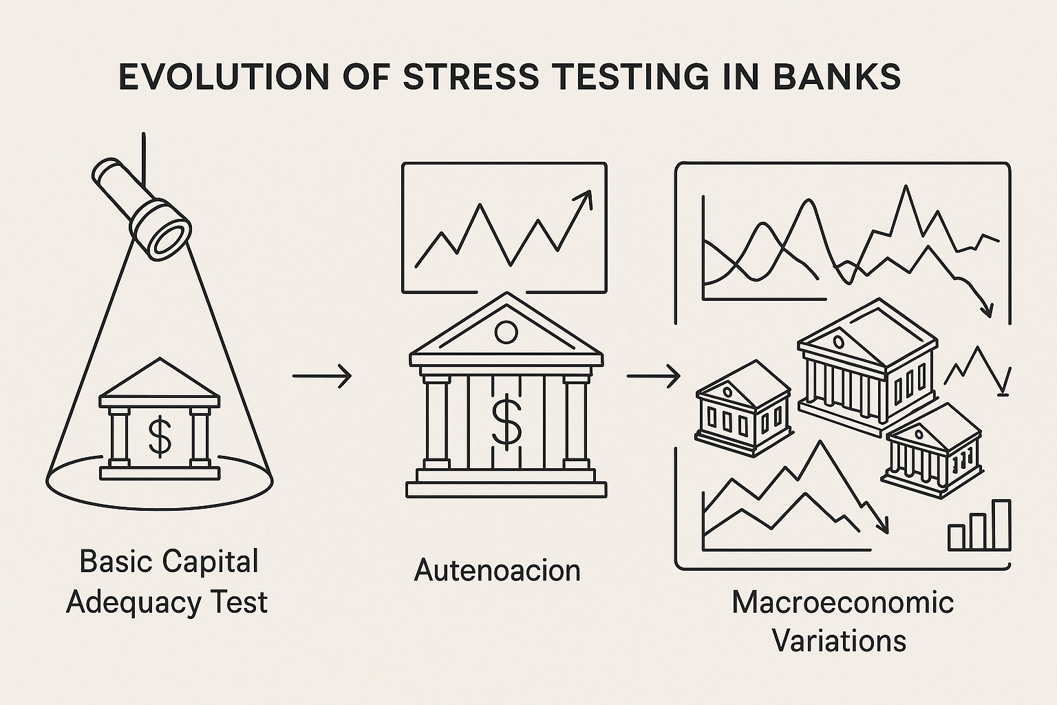 3D isometric render of a bank's Site Reliability Engineering (SRE) landscape. Features include interconnected server clusters, automated recovery systems, and an overlay of compliance checks highlighted with light effects, providing a bird's-eye view. Keywords: reliability, automation, compliance.