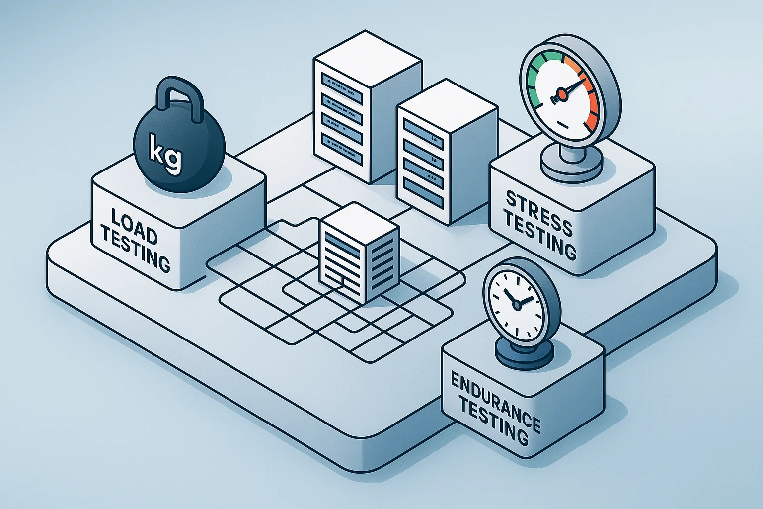 A vector line-art illustration depicting a self-healing system. Show automation tools symbolically as gears autonomously repairing a network. The style should be minimalistic, showcasing light backgrounds and smooth lines to emphasize autonomy and innovation.