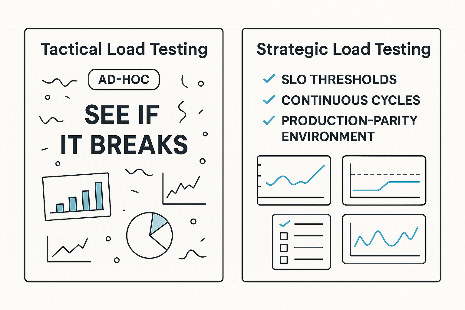 CI/CD Pipeline with Performance Gates A minimalist 3D isometric render illustrating the concept of a CI/CD pipeline with embedded load testing.