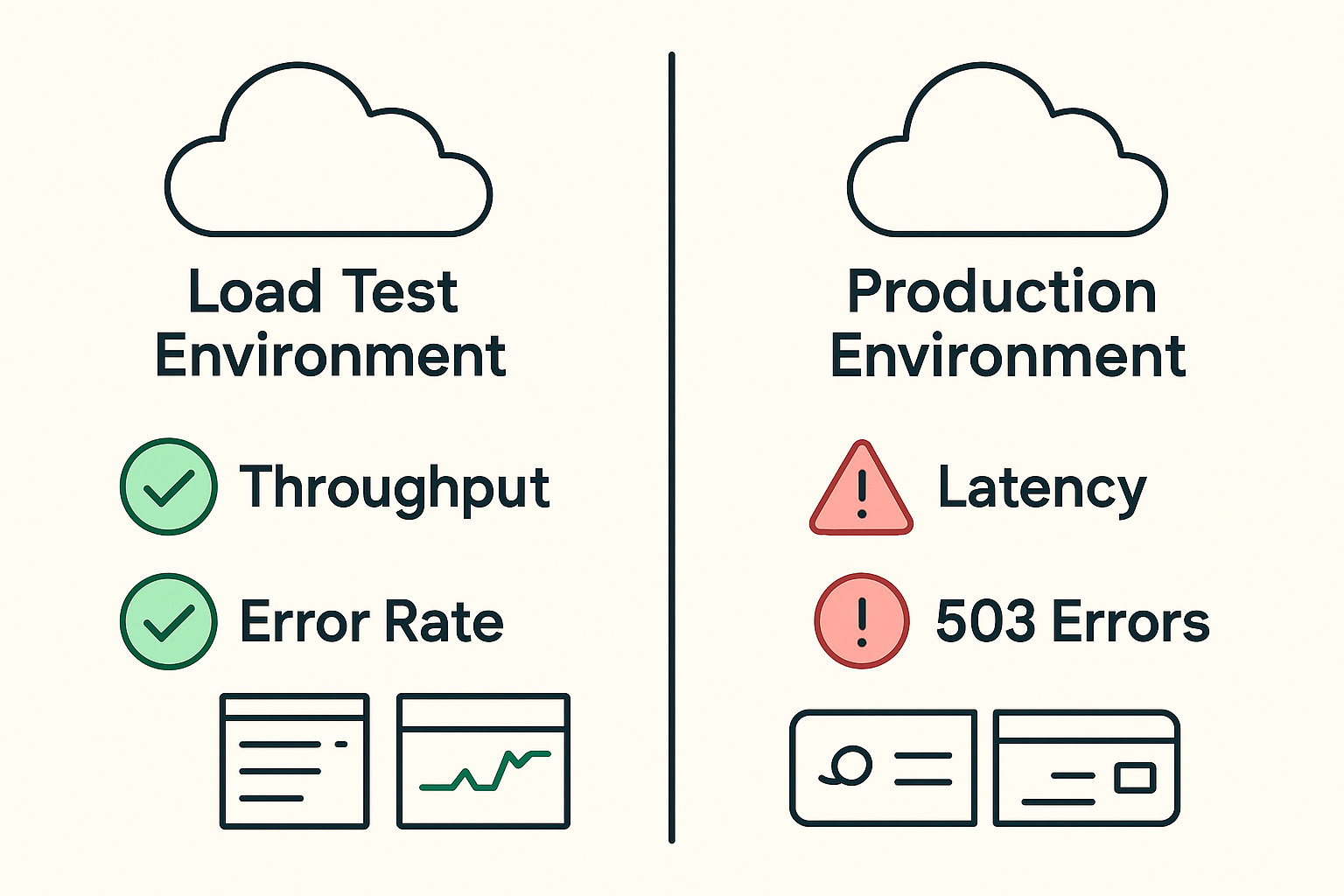 Before and After: Correlation Audit in Load Testing A split-panel visualization of a load test script before and after a correlation audit. The left panel shows a cluttered script with highlighted hardcoded tokens and errors, while the right panel shows a clean, correlated script with dynamic values.