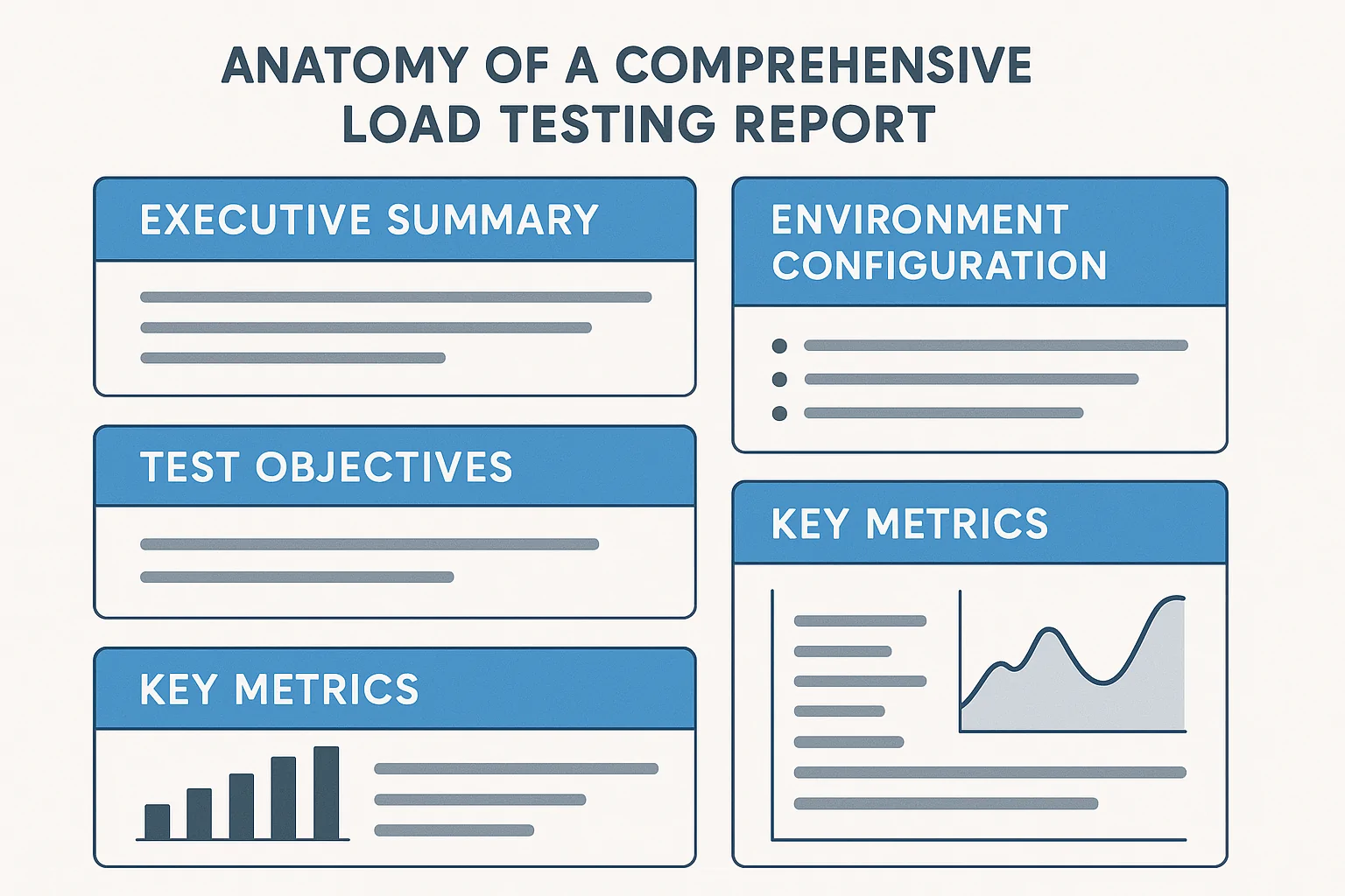 Load Test Setup Diagram An isometric diagram showcasing a load test setup, including servers, databases, and user transactions. Represent connections with data lines, highlighting bottlenecks and testing infrastructure.