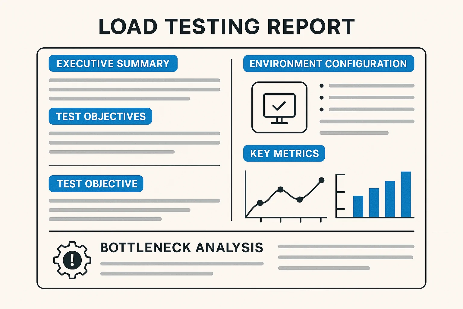 Collaborative Analysis of Load Testing Data A cinematic, over-the-shoulder view of engineers analyzing a detailed dashboard displaying key performance metrics. Include charts and graphs on a wide screen, with focus on collaboration and solving bottlenecks.