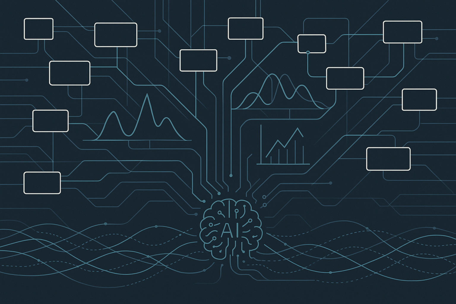 Stress Test Types Symbolism A vibrant, abstract paper-cut collage depicting various stress test types: Spike, Soak, and Surge. Each represented by metaphorical icons such as peaks, waves, and rising graphs, with an underlying AI motif.