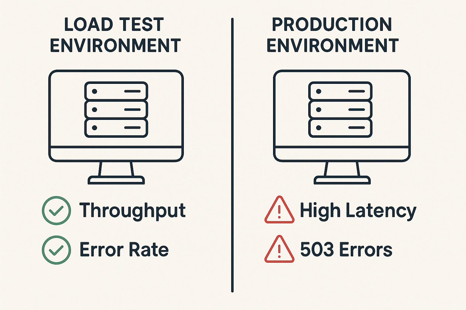 Dimensions of a Production-Accurate Workload Model A detailed infographic outlining the four dimensions of a production-accurate workload model: concurrency levels, user journeys, think time distributions, and geographic/device distribution. Each dimension is represented with icons like user groups, flow charts, clocks, and maps, linked with arrows showing their interconnectedness.