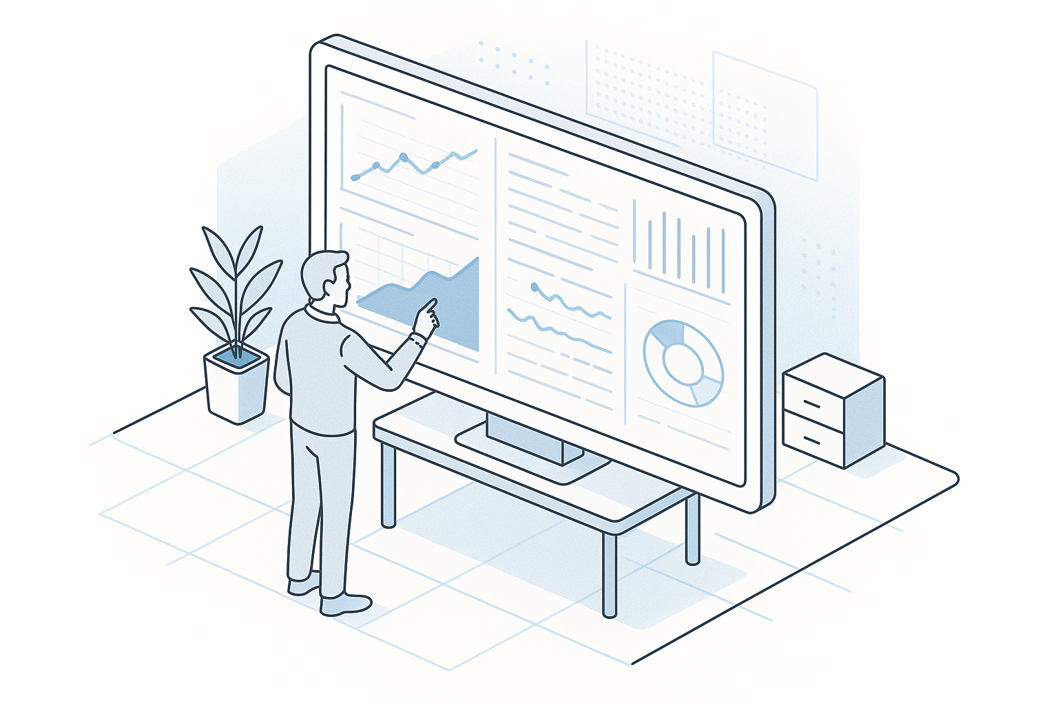 Understanding Testing Types 3D isometric render showcasing the differences between capacity, load, and stress testing using distinct icons for each: a steep ramp for capacity testing, a flat curve for load testing, and a spike for stress testing, all represented on separate panels. Highlighting the decision framework in RadView Blue.