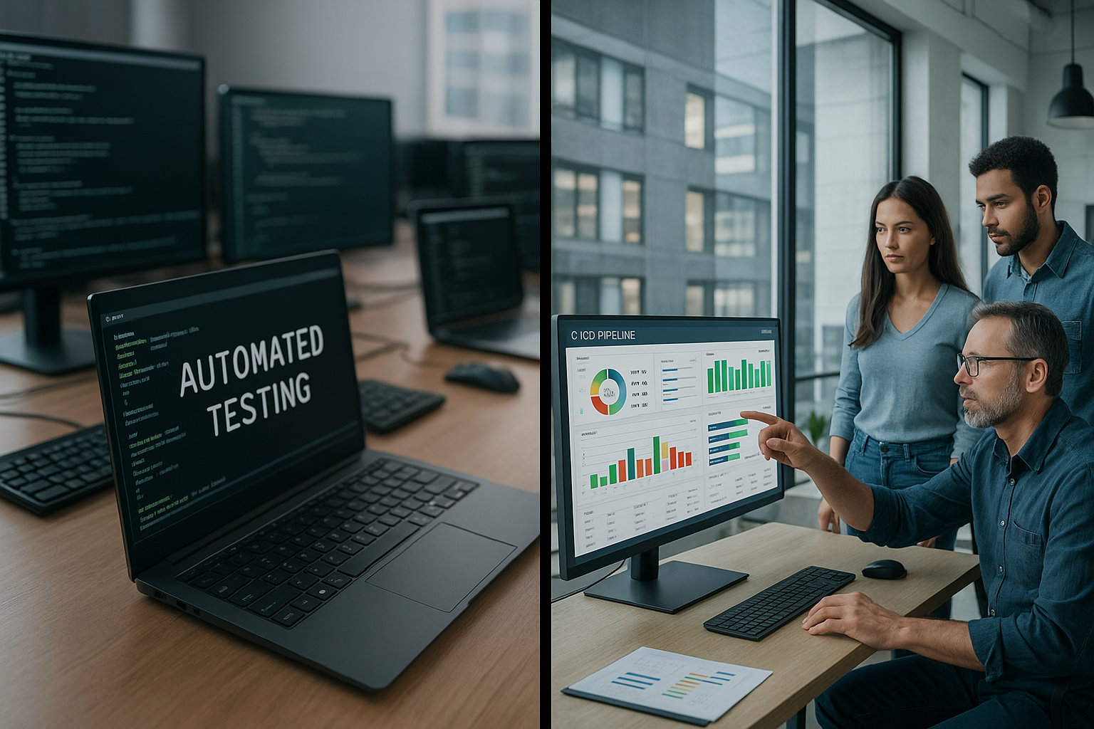 Dimensions of Regression Risk A vector line-art illustration depicting the four dimensions of regression risk in software testing: functional, performance, security, and visual. Each dimension represented as distinct interconnected gears or cogs in a precise mechanical assembly. Style: minimalistic, data-integrated, with soft RadView Blue highlights.