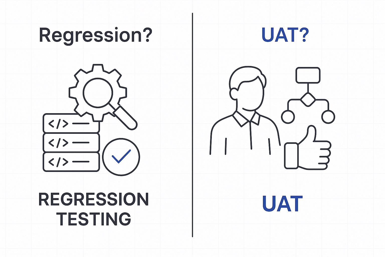 Regression vs UAT at a Glance Descriptive alt text for the image, crucial for SEO and accessibility.