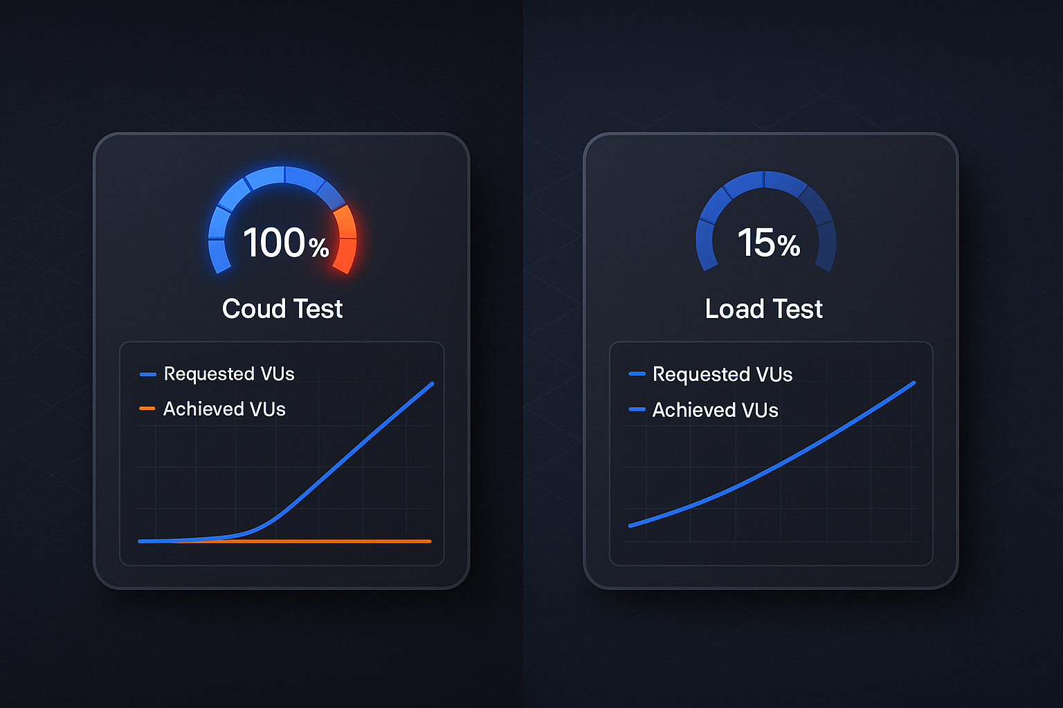 Load Testing in the CI/CD Pipeline Isometric 3D render of a CI/CD pipeline with a code commit feeding a build stage, a load test node emitting virtual users, and a performance quality gate turning green or red